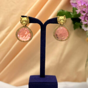 Oxidized Tiger  Earrings with Stone