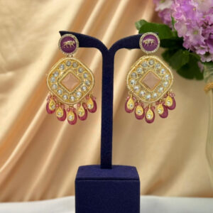 Stone Earrings With Crystal Drops