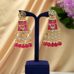 Enamel Earrings With Crystal Drops