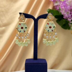 Enamel Earrings With Crystal Drops
