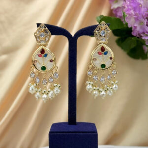 Enamel Earrings With Crystal Drops