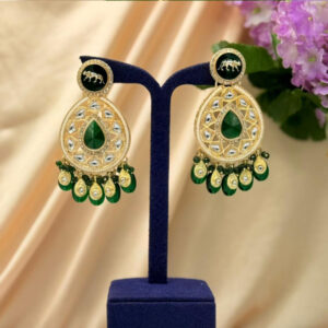 Stone Earrings With Crystal Drops
