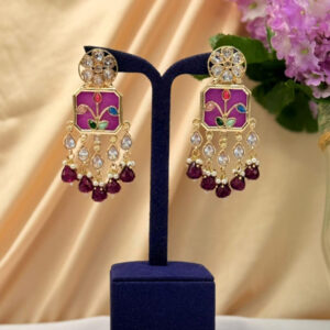 Enamel Earrings With Crystal Drops