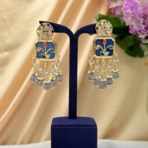 Enamel Earrings With Crystal Drops