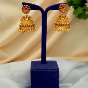 Jhumka Ruby Stones dual Peacock