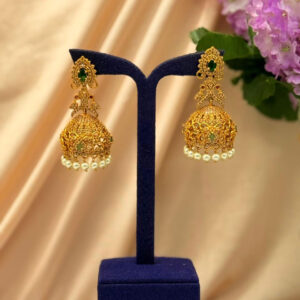 White & Emerald Jhumka