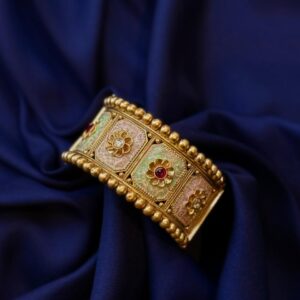 White & Ruby Stone Rajwadi Kada