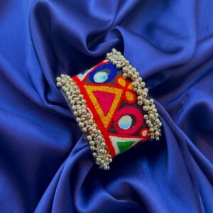 Beautiful Oxidized Kada With Beads & Glass Work