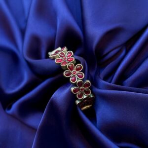 Beautiful Flower Pattern Oxidized Kada With Stones